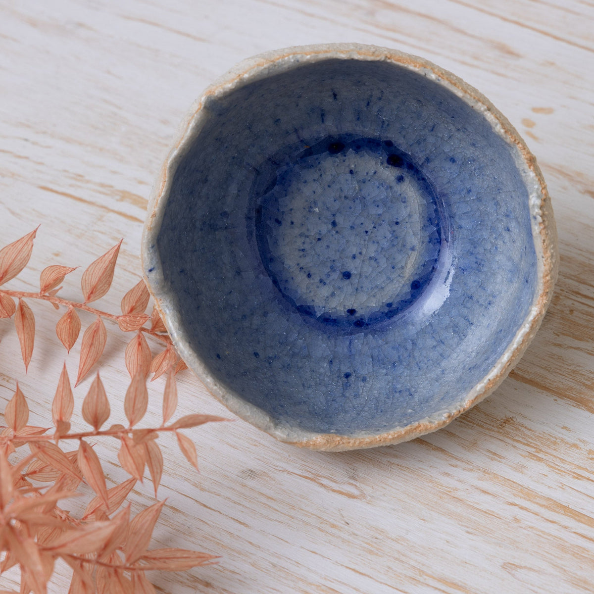 Ciotolina in Gres Artigianale – Beige e Azzurro - AUTHENTICO CERAMICS