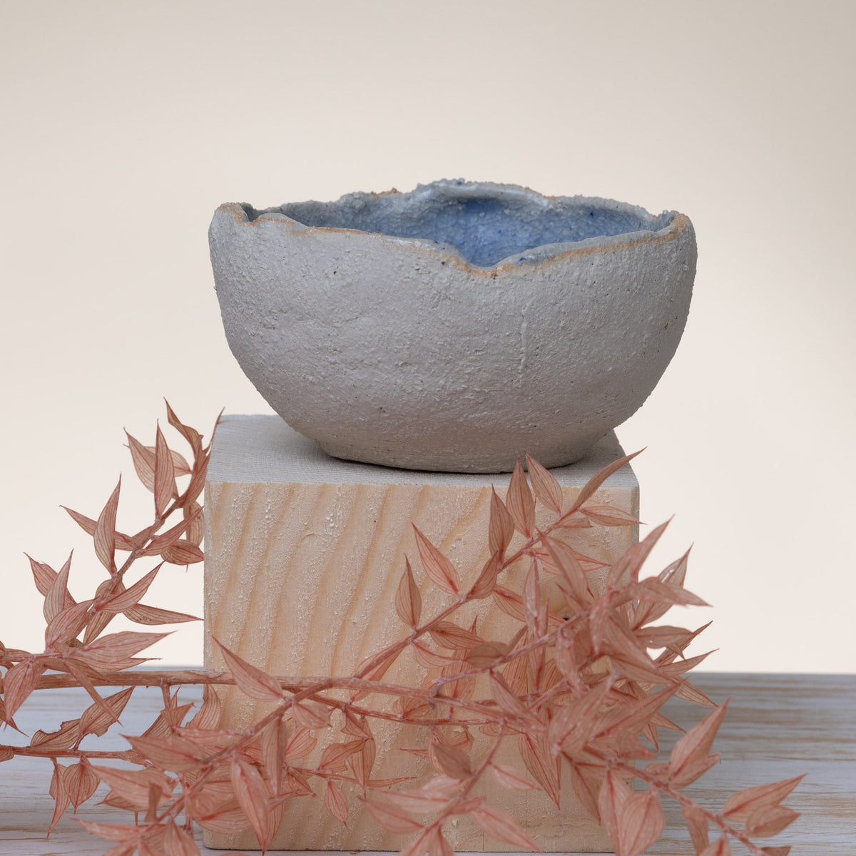 Ciotolina in Gres Artigianale – Beige e Azzurro - AUTHENTICO CERAMICS