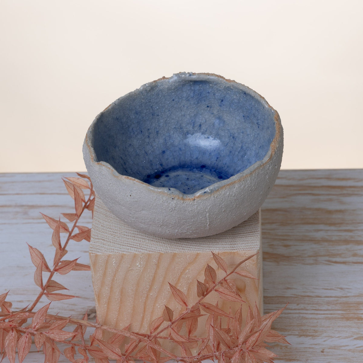 Ciotolina in Gres Artigianale – Beige e Azzurro - AUTHENTICO CERAMICS