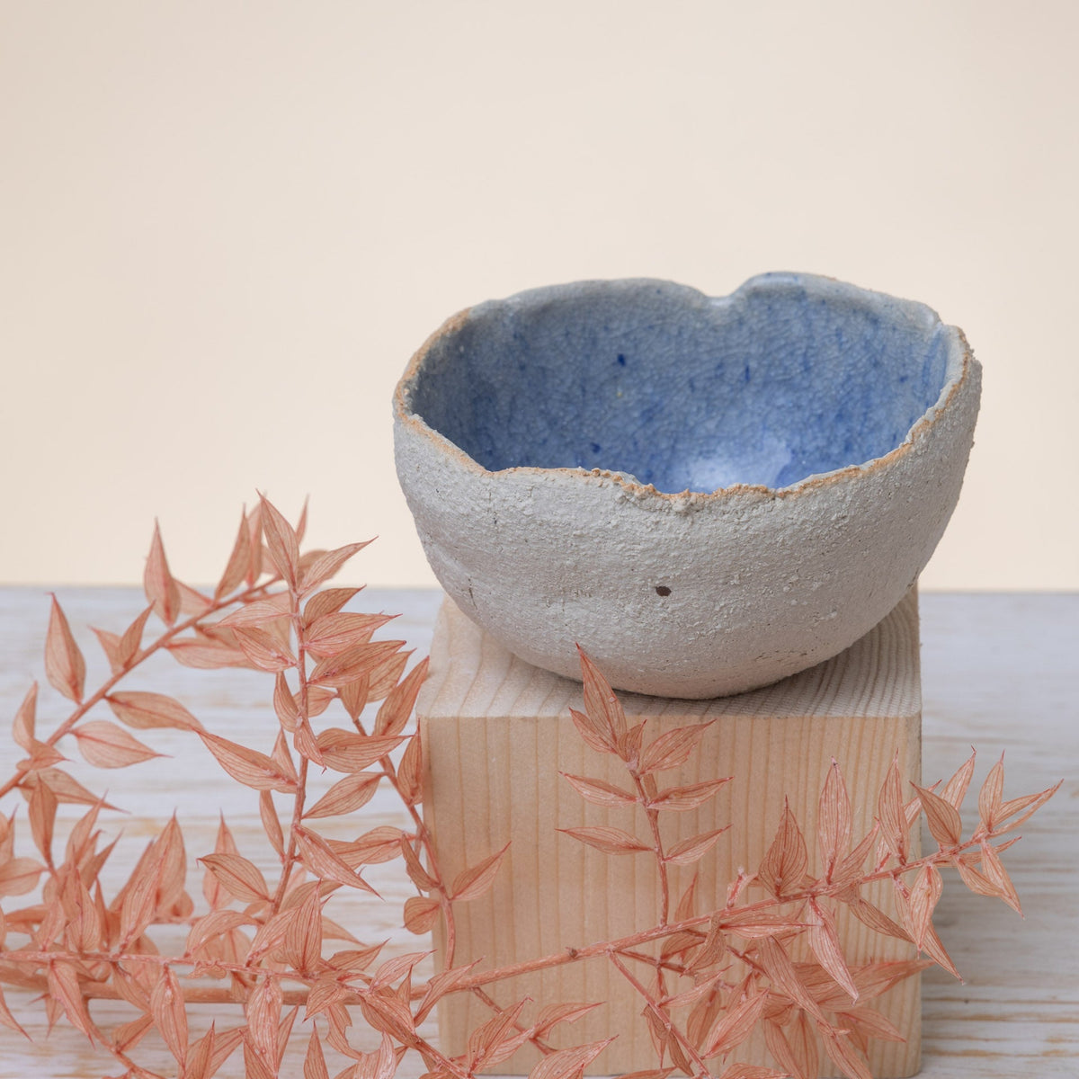 Ciotolina in Gres Artigianale – Beige e Azzurro - AUTHENTICO CERAMICS