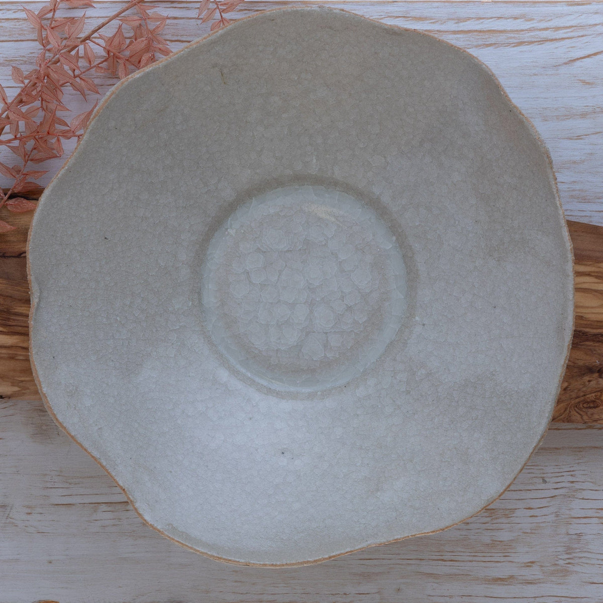 Piatto Ciotola Grande in Gres Artigianale Beige - AUTHENTICO CERAMICS