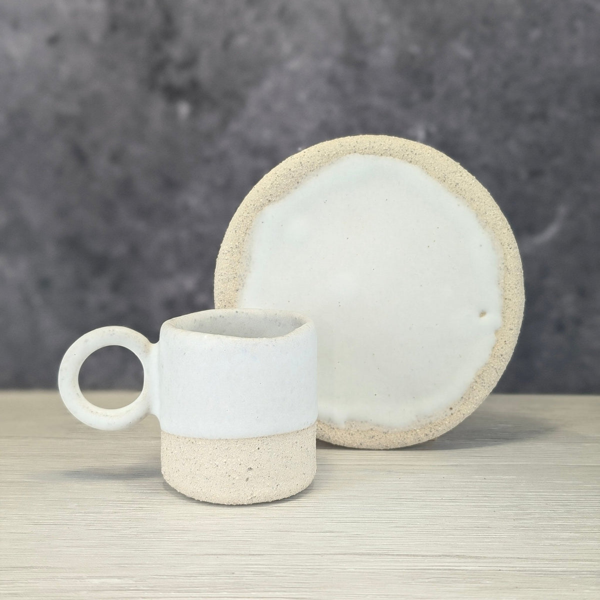 Tazzina con Piattino in Gres Beige – Artigianale - AUTHENTICO CERAMICS