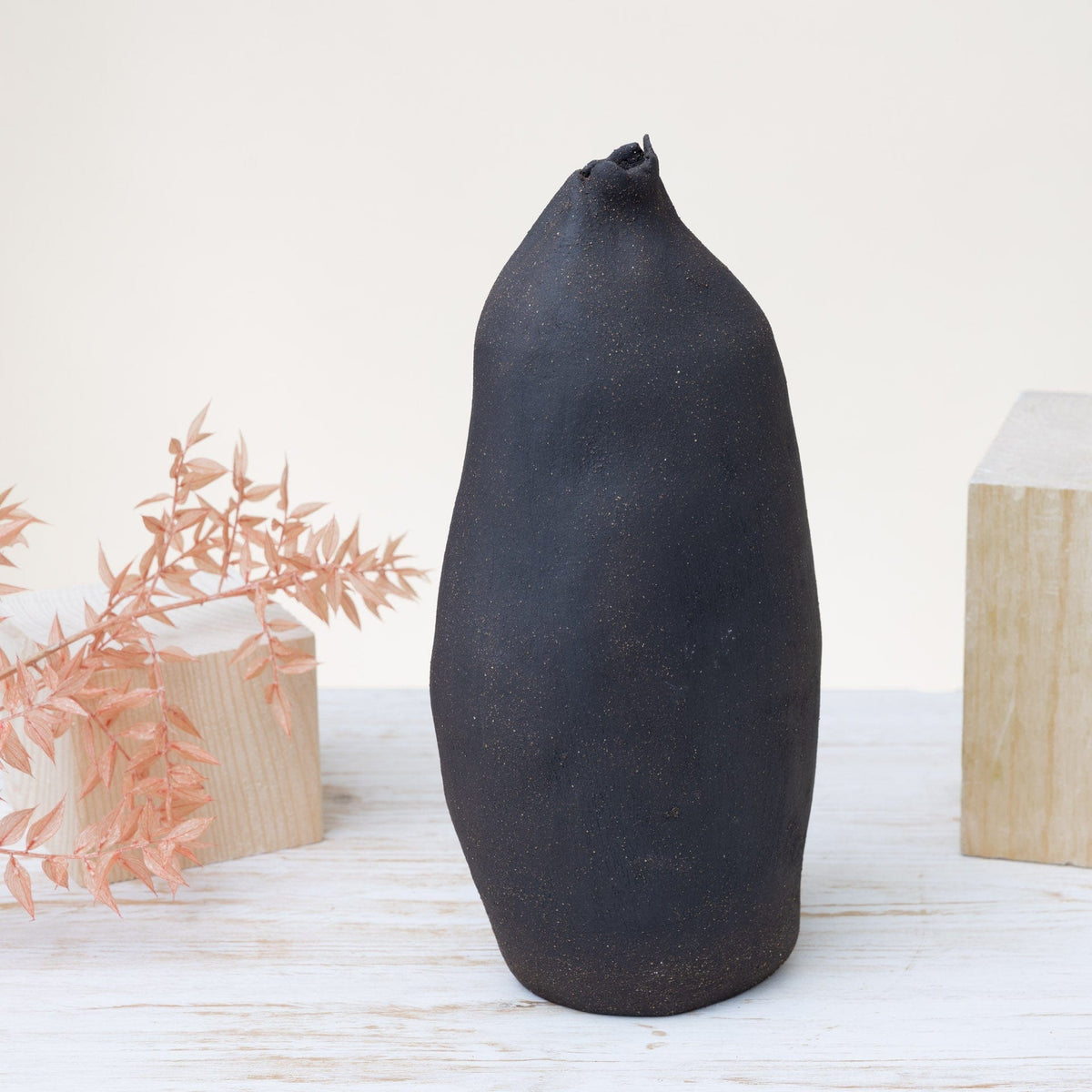 Vaso Alto Wabi Sabi – Marrone e Nero in Gres - AUTHENTICO CERAMICS