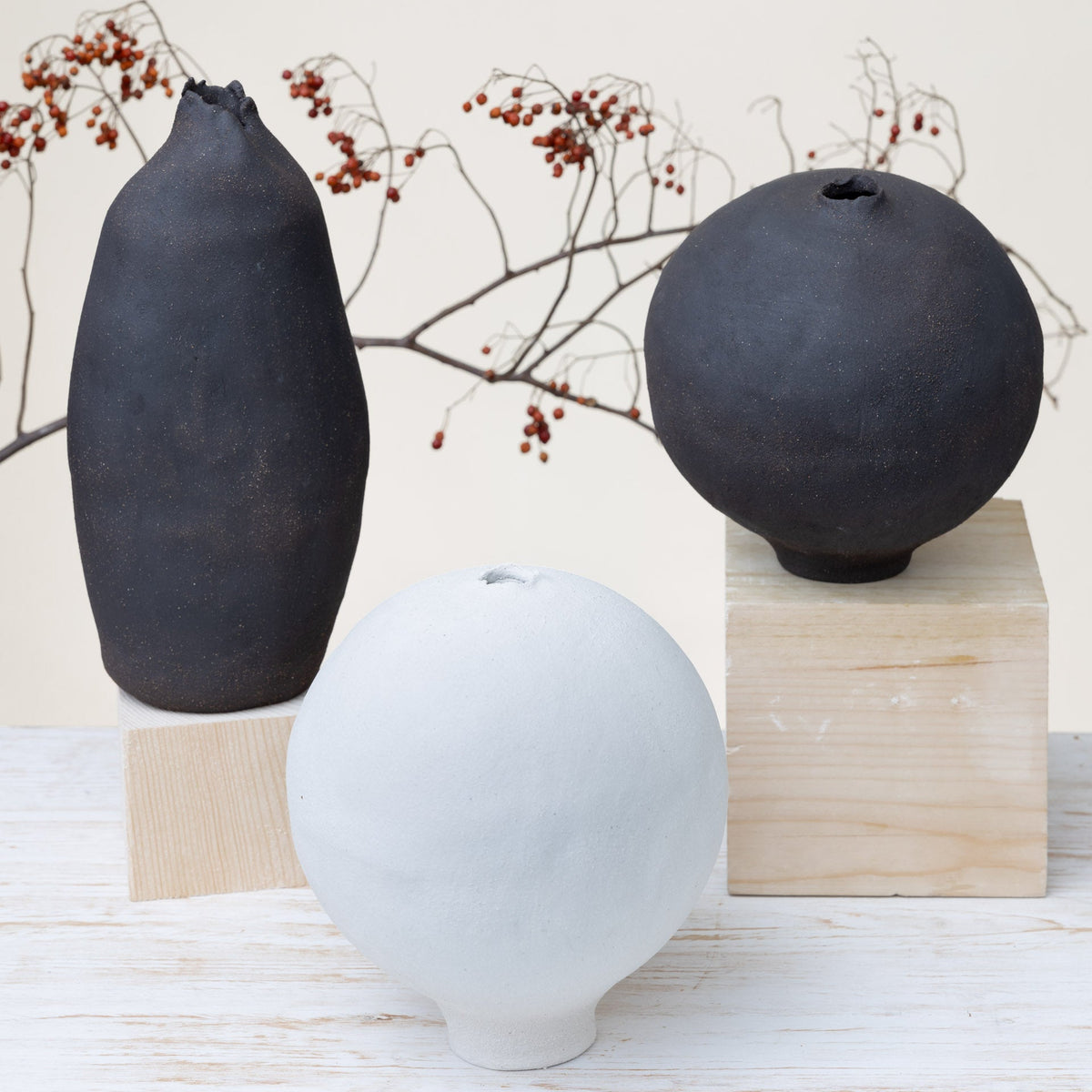 Vaso Alto Wabi Sabi – Marrone e Nero in Gres - AUTHENTICO CERAMICS